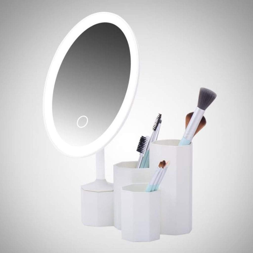 LED Makeup Mirror Desktop with Light Storage Tube