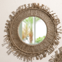 Bohemian Handmade Curry Cotton Rope Weave Round Wall Mirror