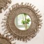 Bohemian Handmade Curry Cotton Rope Weave Round Wall Mirror